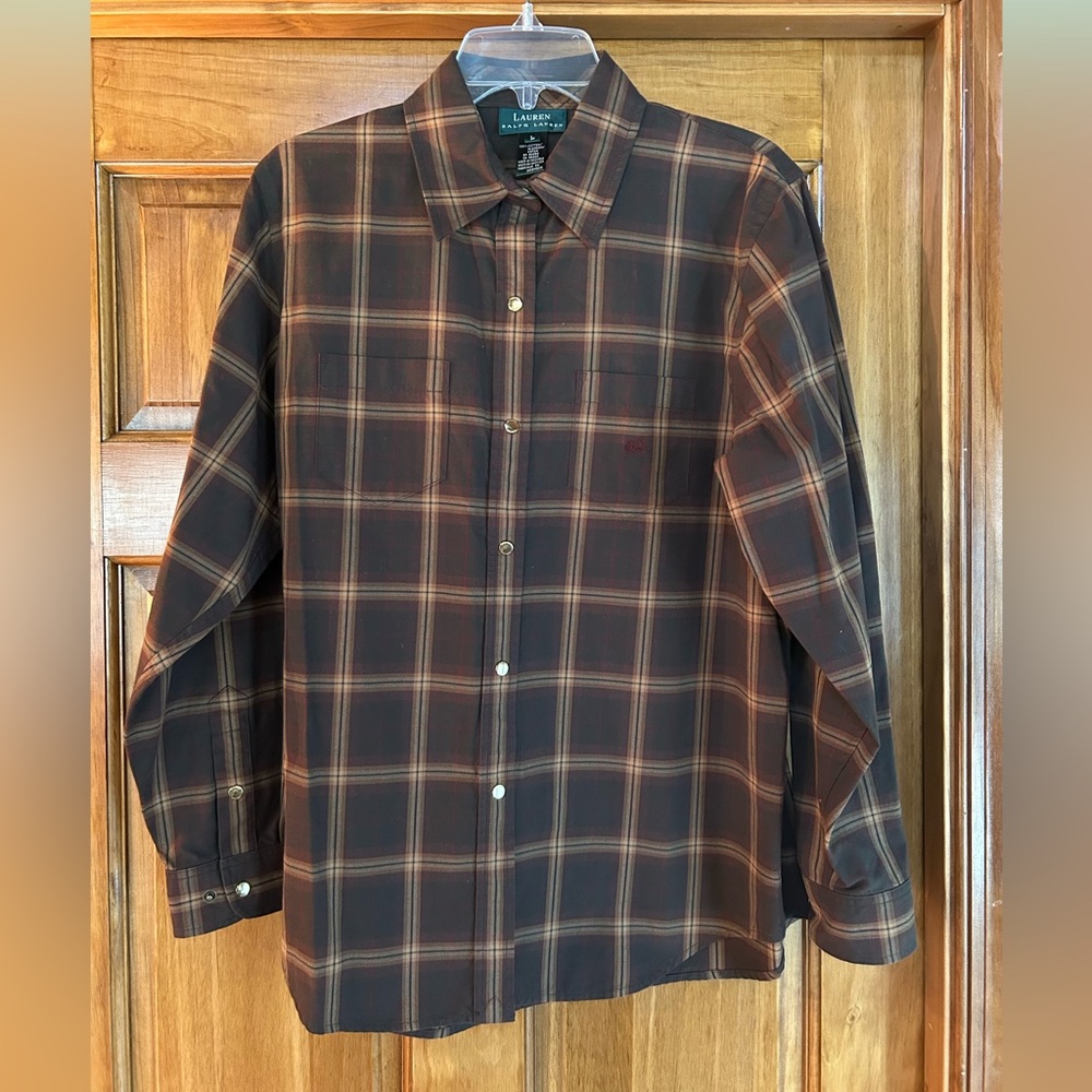 Lauren Ralph Lauren Women's Dark Brown Plaid Shirt